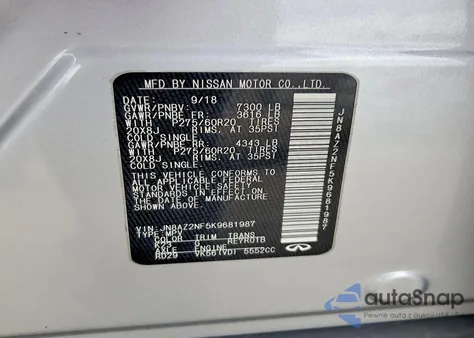 2019 Infiniti Qx80 Luxe из США, поврежденный, VIN JN8AZ2NF5K9681987